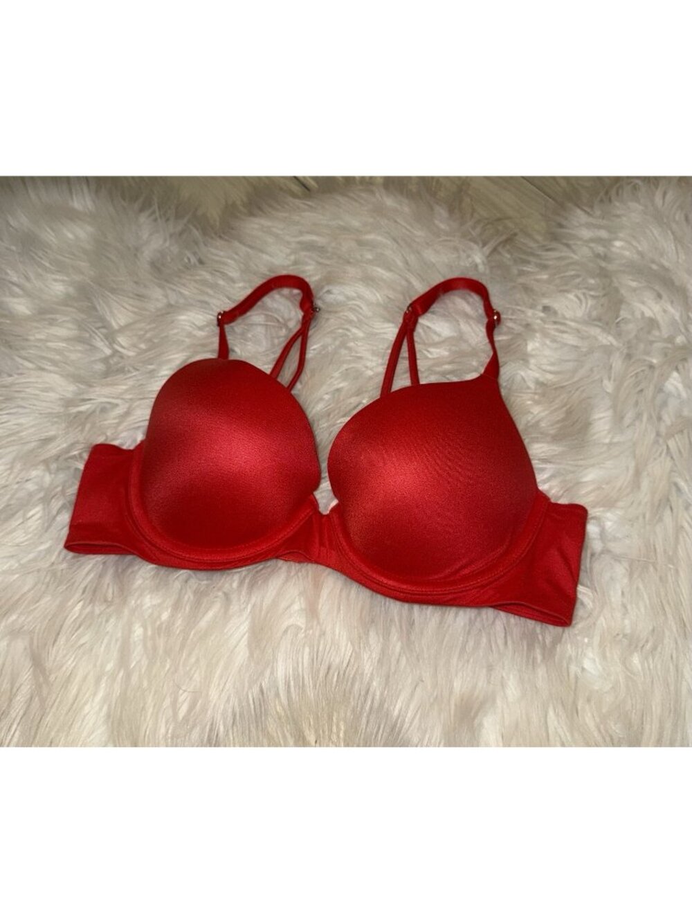 Aerie Real Sunnie Demi Bra Lined Underwire Womens 34B Red